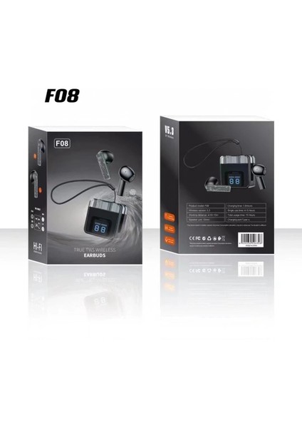 F08 Dijital Şarj Göstergeli Tws Bluetooth Kulaklık - Siyah fiyatları