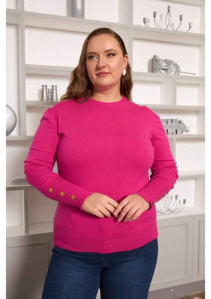 Kol Drop Detaylı Büyük Beden Triko modelleri