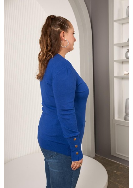 Kol Drop Detaylı Büyük Beden Triko modelleri