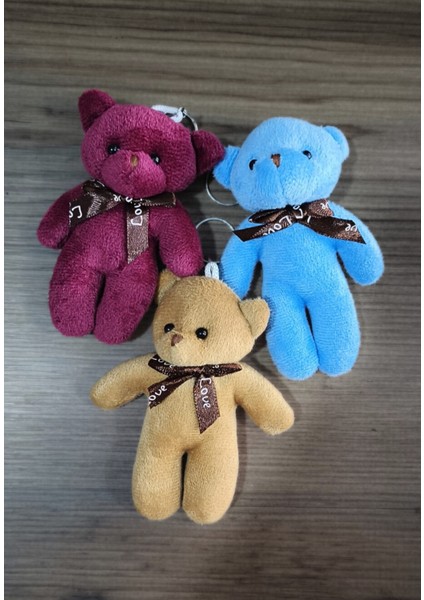Peluş Ayıcık Anahtarlık ve Çanta Süsü Hediyelik (12CM Boy) 3 Adet