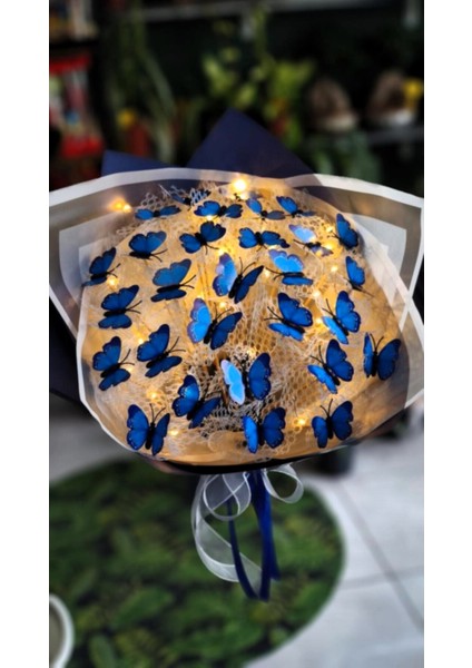 Kelebek Buketi Işıklı (Pvc) Kelebek Özel Gün Hediyesi Sevdiklerinize Özel