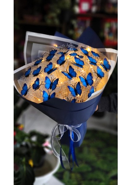 Kelebek Buketi Işıklı (Pvc) Kelebek Özel Gün Hediyesi Sevdiklerinize Özel fırsatları