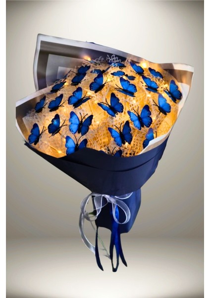 Kelebek Buketi Işıklı (Pvc) Kelebek Özel Gün Hediyesi Sevdiklerinize Özel