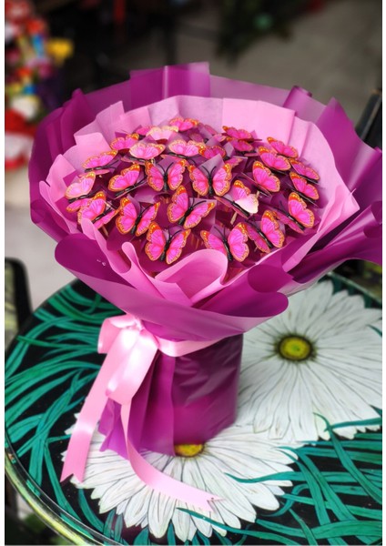 Kelebek Buketi Işıklı Sevgiliye Eşe Doğum Günü Özel Gün Hediyesi