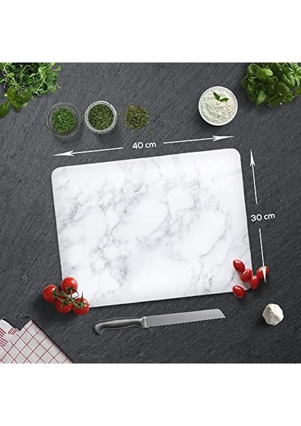 10011503221 Klasik Mermer Görünümlü Cam Kesme Tahtası, 30CM x 40CM fiyatları