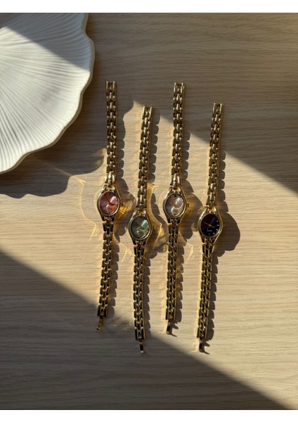 Retro Minimal Metal Kordon Vintage Kadın Kol Saati Içi Pembe fiyatları