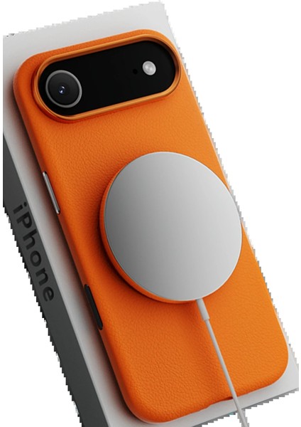 iPhone 17 Air Wonder Deri Magsafe Kapak - Turuncu modelleri