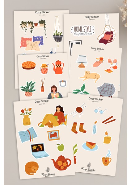 Cozy Temalı Sticker Seti - 6 Adet / Ajanda, Defter,bullet Journal,scrapbook