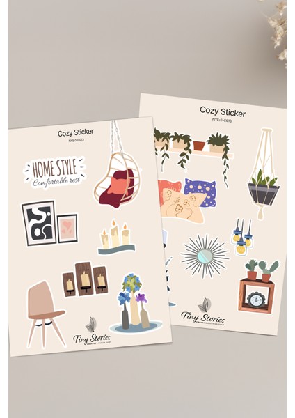 Cozy Temalı Sticker Seti - 6 Adet / Ajanda, Defter,bullet Journal,scrapbook fiyatları