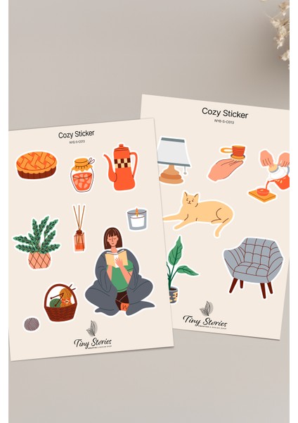 Cozy Temalı Sticker Seti - 6 Adet / Ajanda, Defter,bullet Journal,scrapbook modelleri