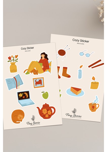 Cozy Temalı Sticker Seti - 6 Adet / Ajanda, Defter,bullet Journal,scrapbook fırsatları