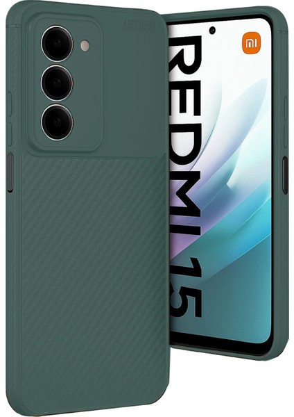 Xiaomi Redmi 15 4g Auto Focus Karbon Kapak - Koyu Yeşil
