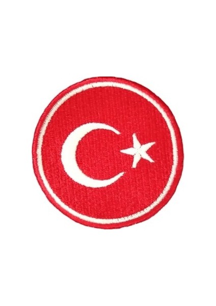 Aplike Ütü Ile Yapışan Türk Bayrağı Yuvarlak Küçük Arma 3 cm