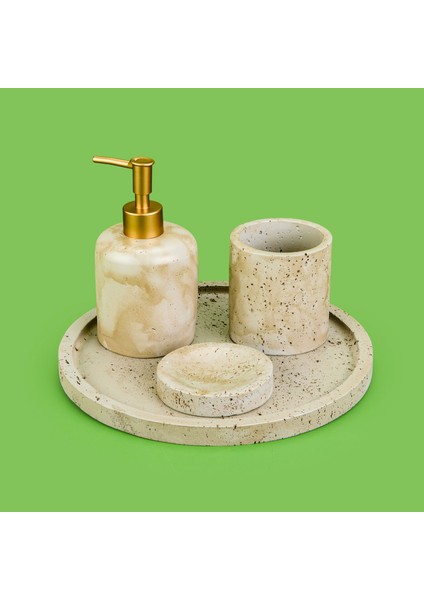 Bath Traverten Görünümlü Banyo Seti - Gri