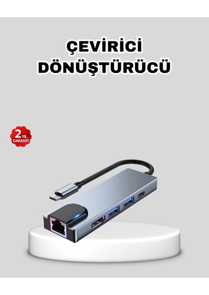 Type-C Çoklu Dönüştürücü – Alüminyum Gövde Hızlı Veri Aktarımı ve Şa - BI001V-4YU6Y