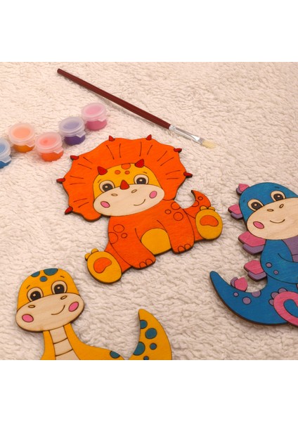 Dktt Ahşap Oyuncak Odası Dinozor Ahşap Boyama seti-1