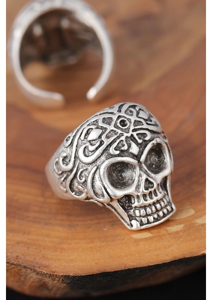 Kuru Kafalı Gümüş Renk Erkek Yüzük - TJ-EY240-KS fiyatları