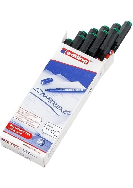 143 B Permanent Kalem - Asetat Kalemi Yeşil - 10 Kalem - Kesik Uç 1-3 mm modelleri