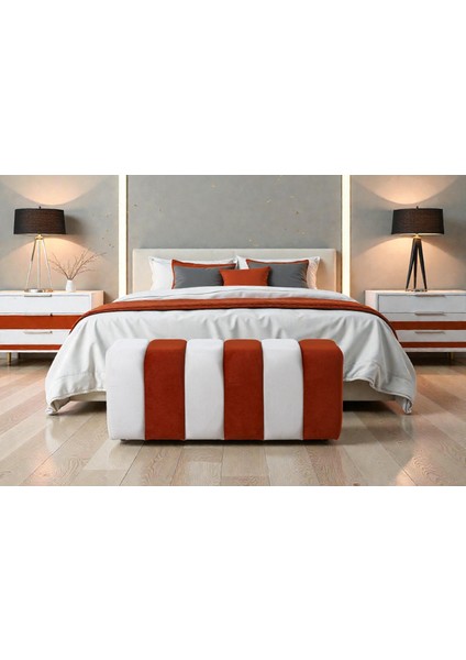 Turuncu-Beyaz Bench – Yatak Önü / Yatak Ucu için Modern Şık Seçim