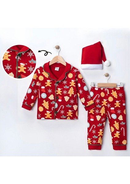 Yılbaşı Temalı Bebe Pijama Takımı ( 3 Parça Alt-Üst-Şapka Halimde Gönderilir) 9/12/18/24 Ay Seçeneği fiyatları