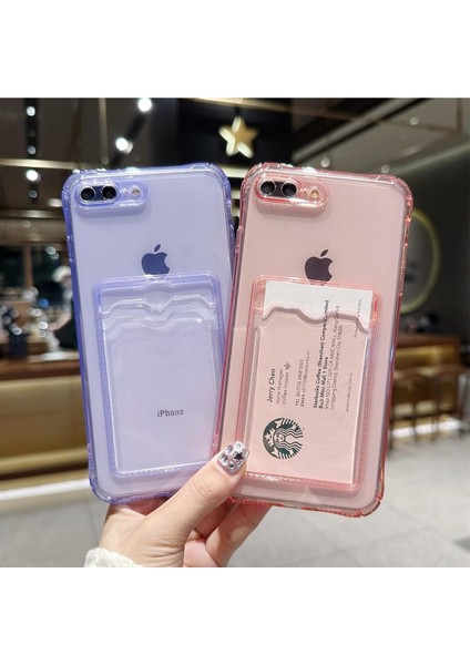 Apple iPhone 7 Plus Kılıf Kartlıklı Anti Şok Korumalı Şeffaf Silikon Şeffaf Açık fiyatları
