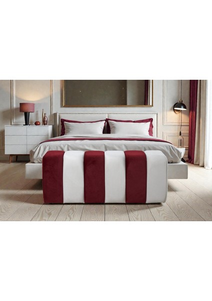 Bordo-Beyaz Bench – Yatak Önü / Yatak Ucu için Modern Şık Seçim