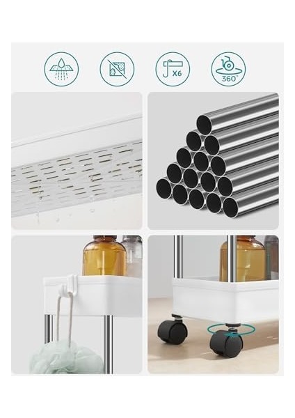 Arabası, 4 Seviyeli Mutfak Arabası, Mutfak Rafı, Tekerlekli Niş Rafı, Banyo Rafı, Yerden Tasarruf Sağlayan, Beyaz fiyatları