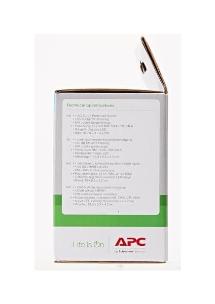 Apc Surge Protector PM1W-GR - Aşırı Gerilim Korumalı Priz Adaptörü (1 Schuko Fiş, Pc, Tv Vb. Için - Renk: Siyah) modelleri