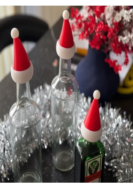 4 Adet Noel Baba Şapkalı Şişe Kapakları – Esnek Tpu 3D Baskı, Yılbaşı Sofrası Dekorasyonu, Parti ve Ev Aksesuarı, Hediyelik Yeni Yıl Süsü - Kırmızı,beyaz fiyatları