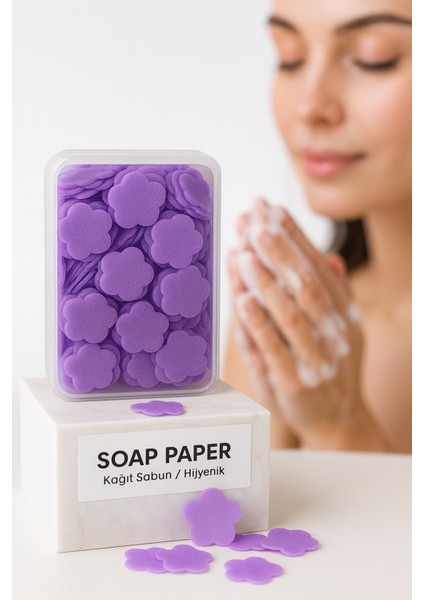 Parfümlü Elde Eriyen Kağıt Sabun - 100 Lü Paket Sihirli Sabun – Hijyenik Seyahat Kutusu 722443