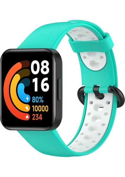 Xiaomi Redmi Watch 2 Spor Delikli Kordon - Turkuaz-Beyaz