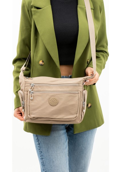 Su Geçirmez Kumaş Çok Cepli Omuz Askılı Kadın Çanta