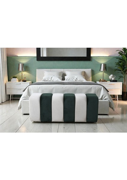 Yeşil-Beyaz Bench – Yatak Önü / Yatak Ucu için Şık Modern Seçim