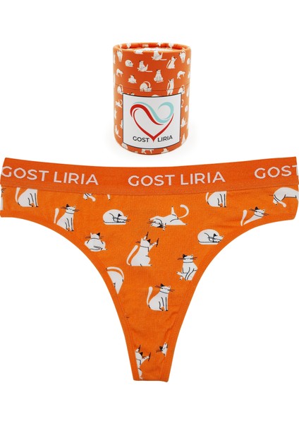 Gost Liria -Silver Cat Desenli Kadın String Külot