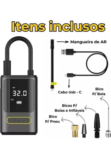 Kablosuz Oto Araç Mini 4000MAH 150 Psı Işıklı Oto Hava Kompresörü KA-760