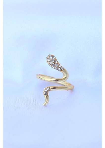 Pirinç Gold Renk Ayarlanabilir Zirkon Taşlı Yılan Yüzük - TJ-BYK3188 fiyatları