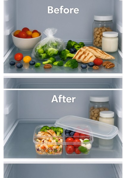 4 Bölmeli Saklama Kabı 2 Adet - 1000ML Buzdolabı Düzenleyici Organizer Saklama Kutusu fiyatları
