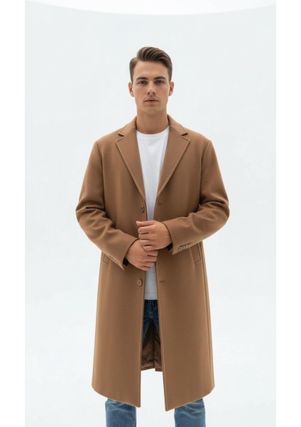 Erkek Kaşe Uzun Palto – Kışlık, Kuşaklı, Şık Modern Tasarım