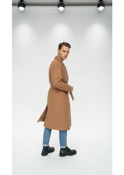 Erkek Kaşe Uzun Palto – Kışlık, Kuşaklı, Şık Modern Tasarım indirimleri