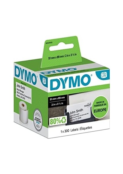 S0929100, Lw Randevu/isim Yaka Kart Etiketi, (51X89 Mm) 300 Etiket/padet