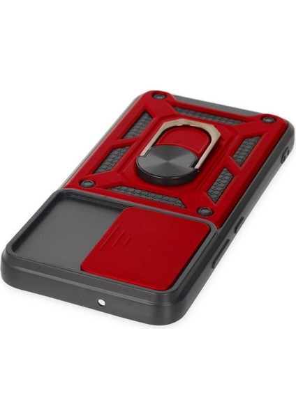 Samsung Galaxy S22 Kılıf Pars Lens Yüzüklü Silikon - Kırmızı fırsatları