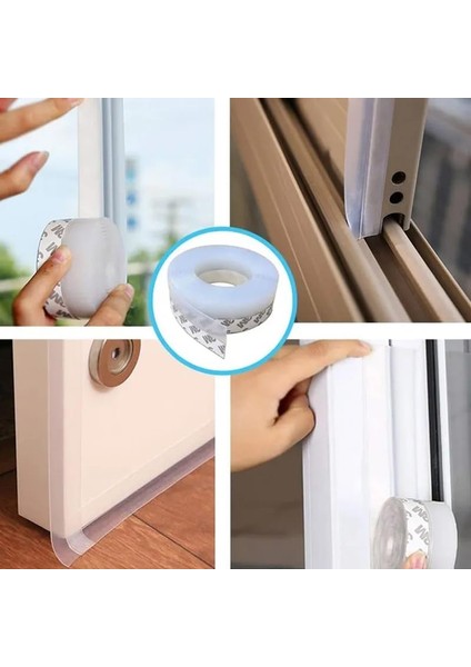10 Metre Kapı ve Pencere Bandı, Kendinden Yapışkanlı, Şeffaf Kapı ve Pvc Pencere Fitili, Duşakabin, Cam, Rüzgar Contası, Böcek, Toz, Ses Yalıtımı, 35 mm Soğuk Geçirmez Silikon Şerit İSO9001