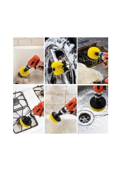 Matkap Ucu Temizleme Fırça Seti 3&apos;lü Çok Amaçlı Temizlik Fırça Seti Matkap Ucuna Takılan Sert Kıllı Fırçalar Banyo Küvet Lavabo Halı ve Araba Temizliği Için modelleri