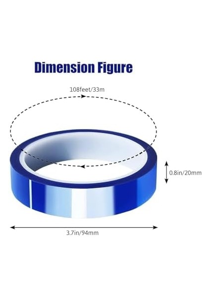Isı Bandı, 2&apos;li Paket Yüksek Sıcaklık Dayanıklı Bant, Kalıntı Bırakmayan Yüksek Sıcaklık Bandı, Isı Transferi Maskeleme ve Isı Presleme Için Dayanıklı Bant Seti (Mavi 20MMX33M) modelleri