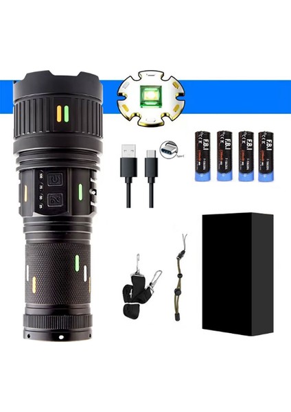 Pro F-3001 Alüminyum Tg LED Güç Göstergeli Type-C Şarjlı El Feneri 100 W