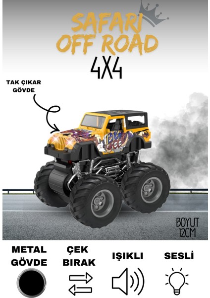 Metal Jeep Sürtmeli Işıklı Müzikli Off Road Arabası 12 cm fiyatları