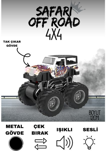 Metal Jeep Sürtmeli Işıklı Müzikli Off Road Arabası 12 cm modelleri