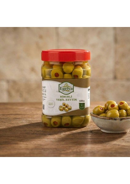 Biberli Yeşil Zeytin 500 G – Doğal Fermente, Katkısız, Ege Sofralarının Lezzeti fırsatları