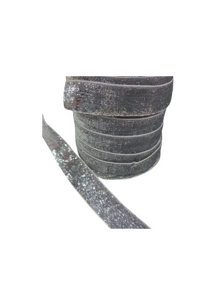 Kadife Kurdele Simli 2 cm Gümüş 2 Metre