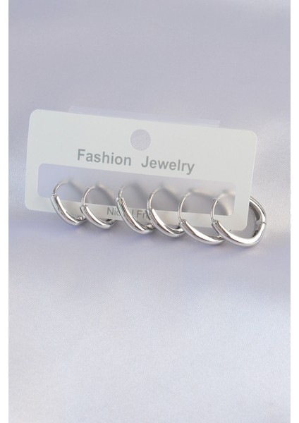 Pirinç Gümüş Renk Oval Küpe Seti - TJ-BKP8999 fiyatları